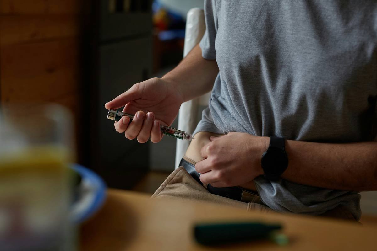 Insulin injection being taken for Type 1 diabetes in South Africa.